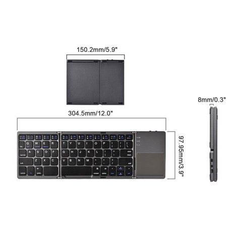 Foldable BT Keyboard with Touchpad for Phones Tablets Laptops PC Travel