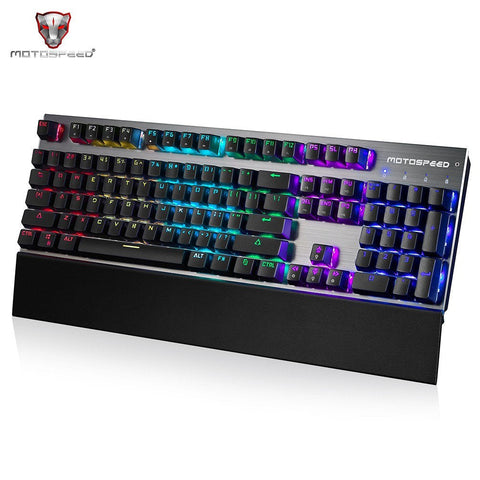 Motospeed V30 Wired Optical USB Gaming Mouse + CK108 104 Keys Mechanical Gaming Wired Keyboard Blue Switch + 3D P40 Super Smooth Silica Gel Mouse Pad