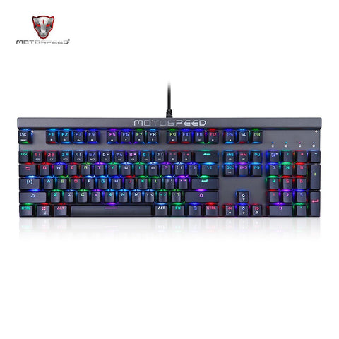 Motospeed V20 Wired Optical USB Gaming Mouse + CK103 104 Key NKRO USB Wired RGB Backlit Mechanical Gaming Keyboard + Non-Slip Rubber Computer Gaming Mouse Pad