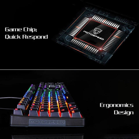 Motospeed CK96 104 Key USB Wired Backlight Mechanical Keyboard +  V30 Wired Optical USB Gaming Mouse