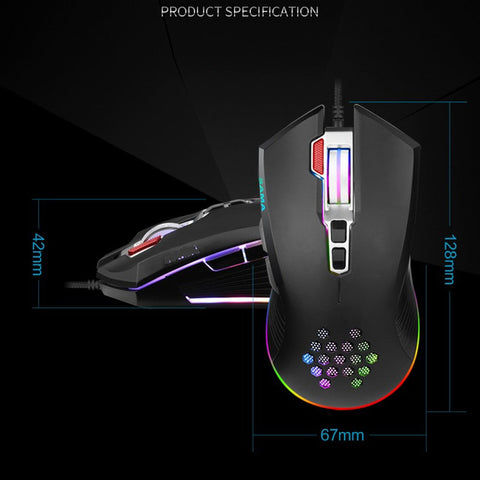 Mouse with USB Chargeing Port Design Ergonomic Optiacal RGB Illuminated Mouse 4 Levels DPI with Scroll Wheel 2 Thumb Buttons for Laptop Computers E-sports Portable