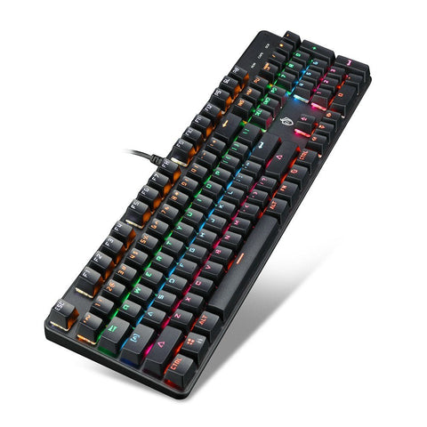 Illuminated Mechanical Keyboard 104 Keys Gaming Keyboard USB Powered Operated 6 Light Colors 9 Vivid  Lighting Effects for Computer Laptop E-sports Trip Travel with Rotator