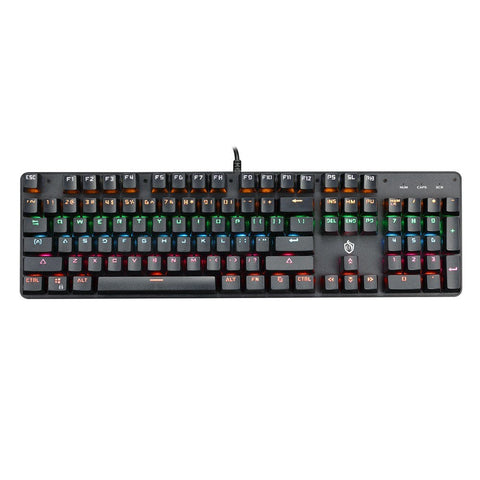 Illuminated Mechanical Keyboard 104 Keys Gaming Keyboard USB Powered Operated 6 Light Colors 9 Vivid  Lighting Effects for Computer Laptop E-sports Trip Travel with Rotator