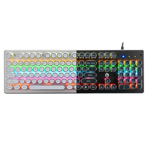 Illuminated Mechanical Keyboard 104 Keys Gaming Keyboard USB Powered Operated 9 Vivid Lighting Effects for Computer Laptop E-sports Trip Travel Portable