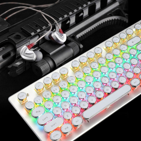 Illuminated Mechanical Keyboard 104 Keys Gaming Keyboard USB Powered Operated 9 Vivid Lighting Effects for Computer Laptop E-sports Trip Travel Portable