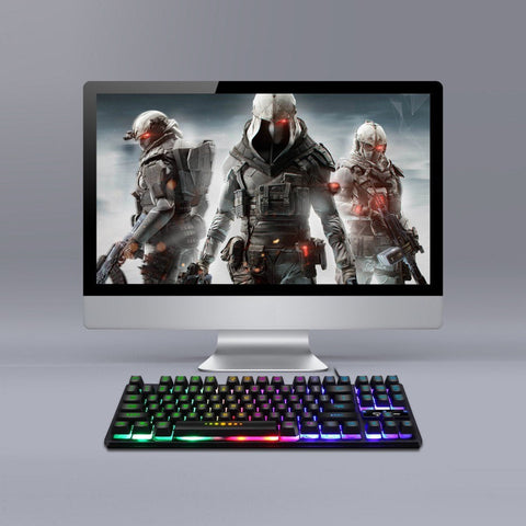 GK-10 USB Wired Keyboard Gaming Keyboard 87 Keys Colorful Backlight Keyboard Ergonomic Gaming Keyboard Black