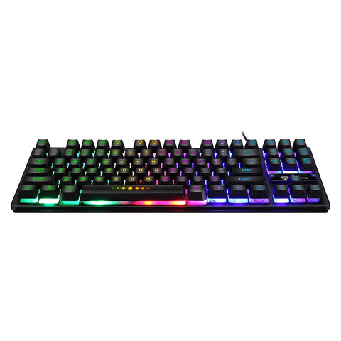 GK-10 USB Wired Keyboard Gaming Keyboard 87 Keys Colorful Backlight Keyboard Ergonomic Gaming Keyboard Black
