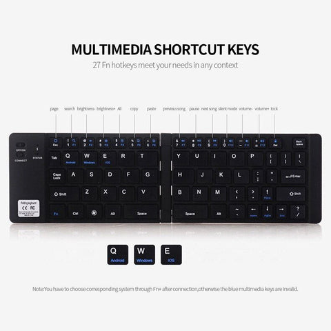 GK228 BT Wireless Keyboard 66 Keys Folding Mini Portable Office Keyboard with Stand for Phone/Tablet/Laptop Silver