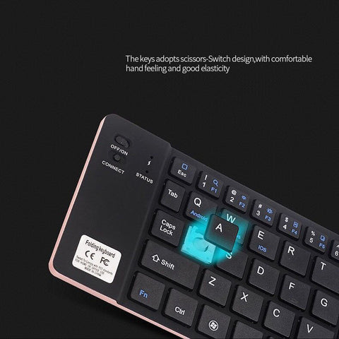 GK228 BT Wireless Keyboard 66 Keys Folding Mini Portable Office Keyboard with Stand for Phone/Tablet/Laptop Silver