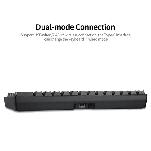 61 Keys Mechanical Keyboard USB Wired 2.4G Wireless Dual-mode English&Russian Keyboard with RGB Light Effect Red Switches