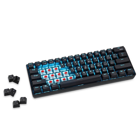 61 Keys Mechanical Keyboard USB Wired 2.4G Wireless Dual-mode English&Russian Keyboard with RGB Light Effect Red Switches