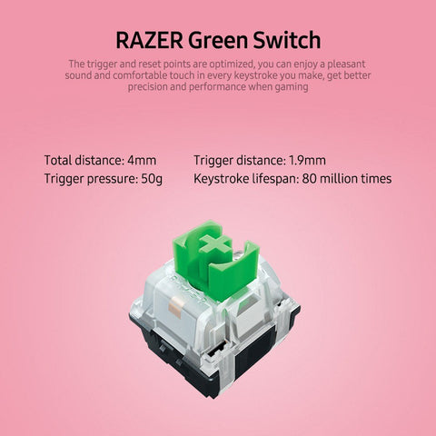 Razer BlackWidow V3 Quartz Edition Mechanical Keyboard 104 Keys Wired Gaming Keyboard with Razer Chroma RGB Effect Green Switch