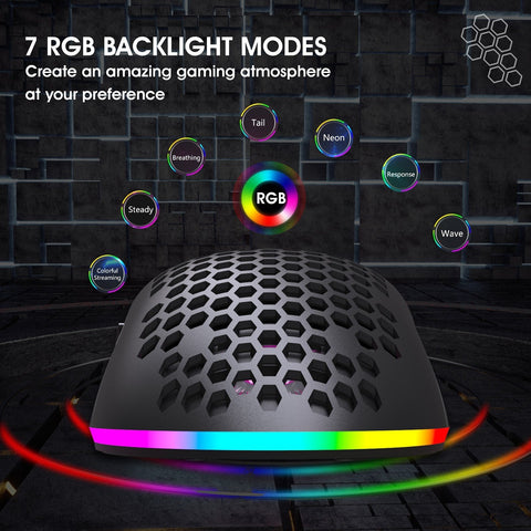 HXSJ T66 RGB 2.4G Wireless Gaming Mouse RGB Lighting Charging Mouse with Adjustable DPI Ergonomic Design for Desktop Laptop White