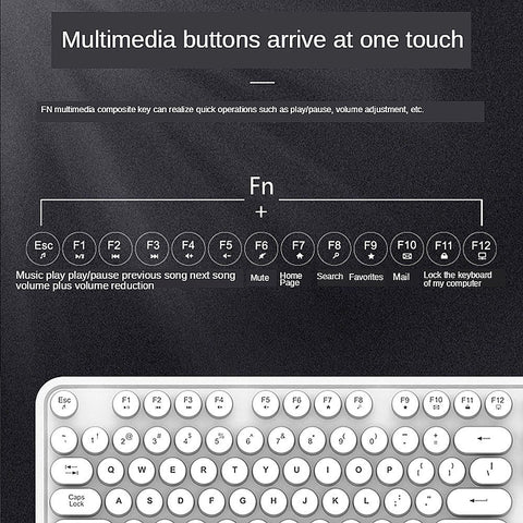 Mofii Sweet Keyboard Mouse Combo Pure Color 2.4G Wireless Keyboard Mouse Set Circular Suspension Key Cap for PC Laptop