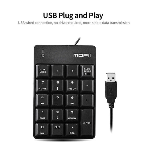 Mofii X810 USB Wired Keyboard Numeric Keyboard Portable 18 Keys Office Keyboard Financial Accounting Keyboard Black