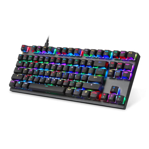 MOTOSPEED CK82 Mechanical Keyboard 87 Keys RGB Gaming Keyboard with OUTMU Blue Switch Multimedia Keys N-key Rollover Black