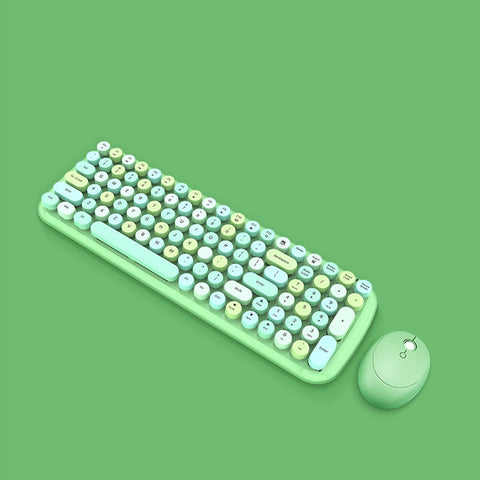 Mofii Candy XR 2.4G Wireless Keyboard Mouse Combo with 100-key Round Keycaps Mixed Color Keyboard 4-key Ergonomic Mouse Green