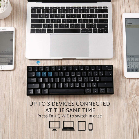 RK61 BT&Wired Dual Mode Keyboard Yellow Backlight 61 Key Mini Mechanical Keyboard for Phone/Tablet Black with OUTEMU Red Switches