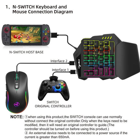 HXSJ J300+V500 Keyboard and Mouse Combo RGB Lighting Programmable Gaming Mouse+One-handed Game Keyboard