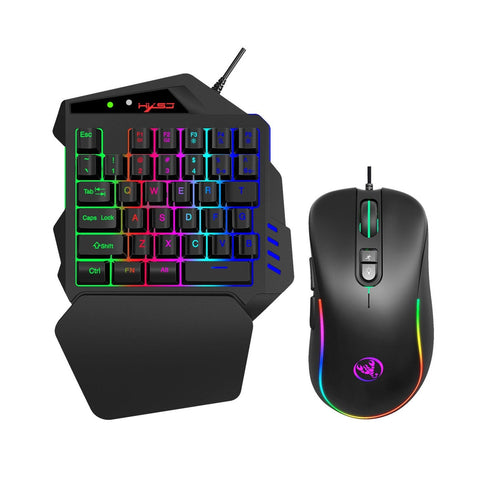 HXSJ J300+V500 Keyboard and Mouse Combo RGB Lighting Programmable Gaming Mouse+One-handed Game Keyboard
