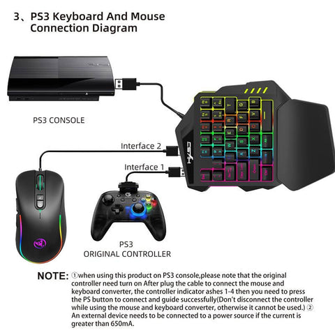HXSJ J300+V500 Keyboard and Mouse Combo RGB Lighting Programmable Gaming Mouse+One-handed Game Keyboard