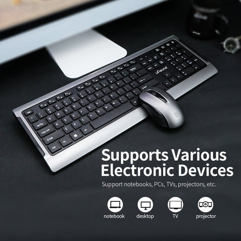 uFound R-756 Mouse and Keyboard Combo 106 keys 2.4G Transmission Keyboard + Wireless Mouse 1200DPI for Business Office Grey