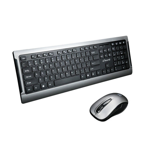 uFound R-756 Mouse and Keyboard Combo 106 keys 2.4G Transmission Keyboard + Wireless Mouse 1200DPI for Business Office Grey