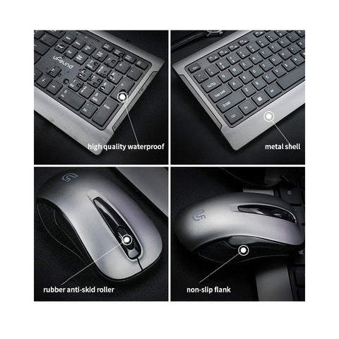uFound R-756 Mouse and Keyboard Combo 106 keys 2.4G Transmission Keyboard + Wireless Mouse 1200DPI for Business Office Grey