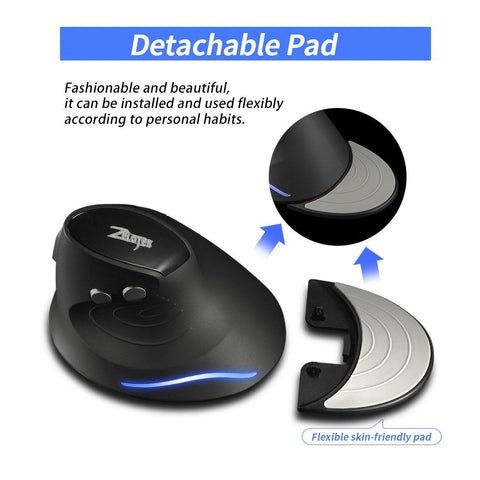 ZELOTES F-17 Vertical Mouse 2.4GHz Wireless Gaming Mouse 6 Keys Ergonomic Optical Mice with 3 Adjustable DPI for PC Laptop