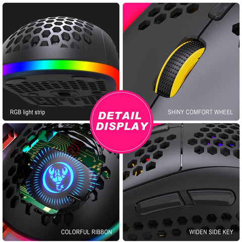 HXSJ T90 Three Mode Wireless Mouse BT 3.0 + 5.0 + 2.4G Wireless Charging Mouse RGB Lighting with Adjustable DPI Black