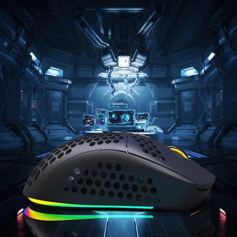 HXSJ T90 Three Mode Wireless Mouse BT 3.0 + 5.0 + 2.4G Wireless Charging Mouse RGB Lighting with Adjustable DPI Black