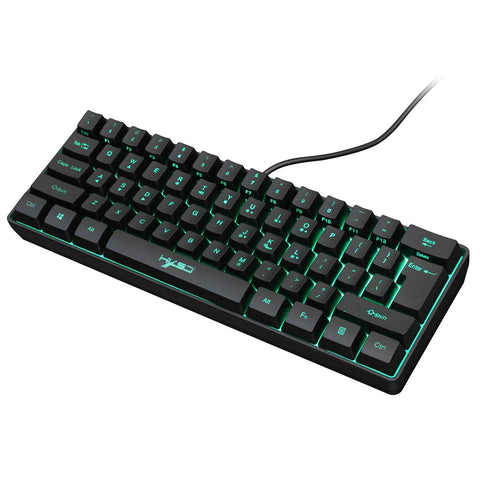 HXSJ V700 Wired Gaming Keyboard RGB Streamer Wired Keyboard 61-key Gaming Keyboard for Game/Office Black