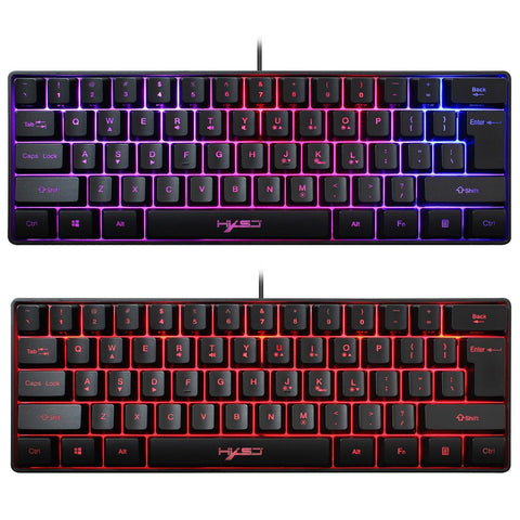 HXSJ V700 Wired Gaming Keyboard RGB Streamer Wired Keyboard 61-key Gaming Keyboard for Game/Office Black