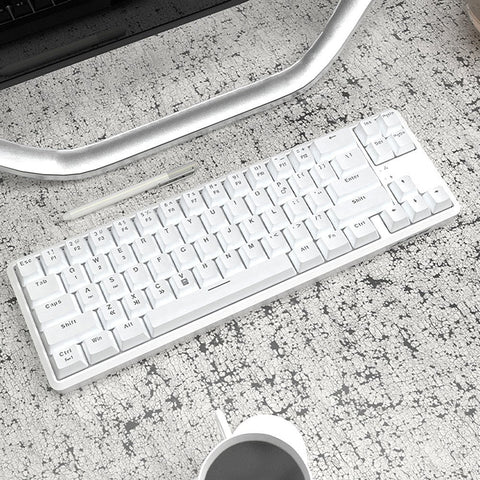 Ajazz K680T Wired&BT Dual-mode Mechanical Keyboard 68 Keys Compact White Backlight Mechanical Keyboard Black with Blue Switches