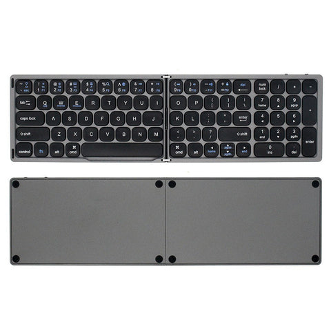 Foldable BT Wireless Keyboard Portable Keyboard Pocket-size Keyboard Support Android Windows IOS Smartphone and Tablet Grey