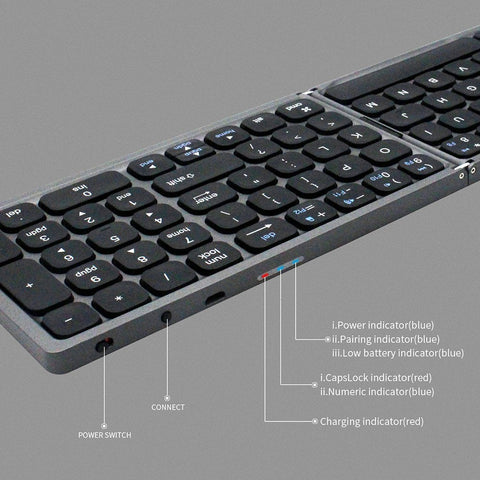Foldable BT Wireless Keyboard Portable Keyboard Pocket-size Keyboard Support Android Windows IOS Smartphone and Tablet Grey