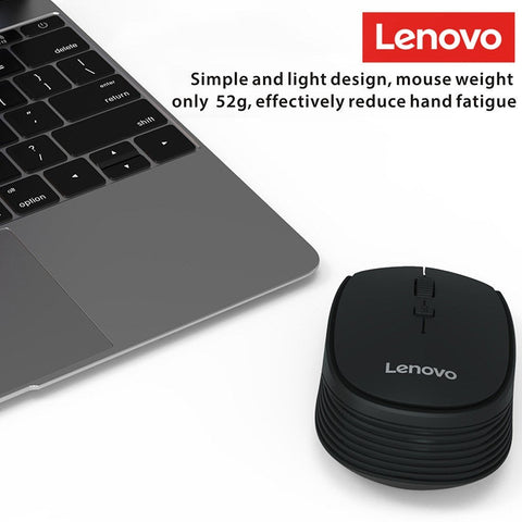 Lenovo M202 2.4GHz Wireless Mouse Office Mouse 4 Keys Mute Mice Ergonomic Design with 3 Adjustable DPI for PC Laptop Black