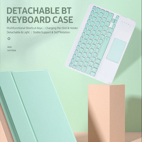 Detachable BT Keyboard Case with Touchpad Charging Pen Slot Compatible with iPad Pro11 2018/2020/ iPad air4 2020 Pink