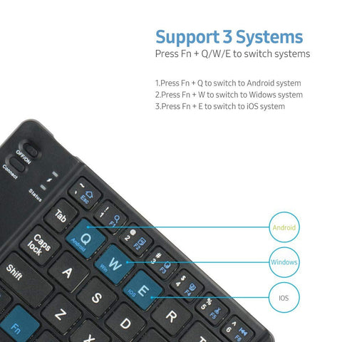 Folding Pocket-size BT Keyboard Scissor Switch Keyboard Compatible with iOS/Android/Windows Laptops Tablets Cellphones Black