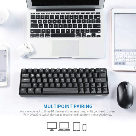 Compact Mechanical Multi-device Keyboard with 64 keys BT & Wired Mode 18 RGB Backlit Effects N-key Rollover Black Brown Switches