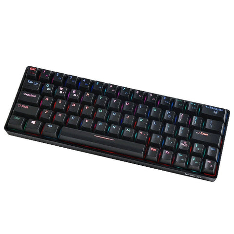 Compact Mechanical Multi-device Keyboard with 64 keys BT & Wired Mode 18 RGB Backlit Effects N-key Rollover Black Brown Switches
