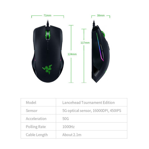 Razer Lancehead Tournament Edition Wired Gaming Mouse RGB Gaming Mouse Ergonomic Mice with 5G Optical Sensor 16000DPI Pink