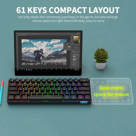 Daidai STK61 BT&Wired Dual-mode Mechanical Keyboard 61 Keys Mixed Light Gaming Office Mechanical Keyboard White (Blue Switches)
