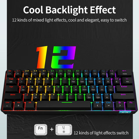 Daidai STK61 BT&Wired Dual-mode Mechanical Keyboard 61 Keys Mixed Light Gaming Office Mechanical Keyboard White (Blue Switches)