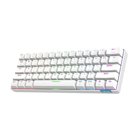 Daidai STK61 BT&Wired Dual-mode Mechanical Keyboard 61 Keys Mixed Light Gaming Office Mechanical Keyboard White (Blue Switches)