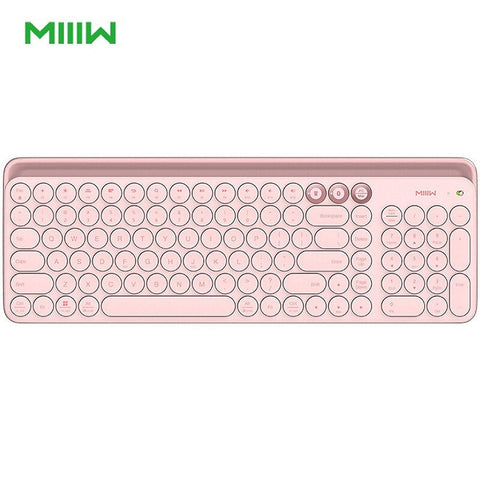 MIIIW 102 Keys Wireless BT&2.4GHz Dual-mode Office Keyboard with Integrated Soft Rubber Bracket Multi-system Compatible Pink