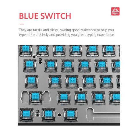 RGB Backlit Mechanical Keyboard N-key Rollover/ Blue Switch/ Macro Recording Keys/ Detachable Frame/ 10 PBT Keycaps Black