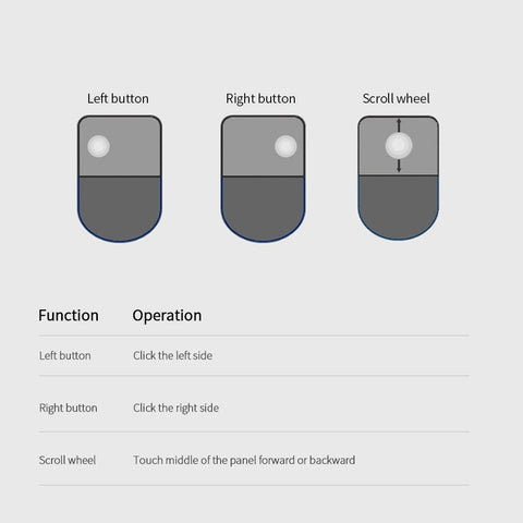 Portable BT 3.0 Wireless Touch Mouse with Left & Right Silent Buttons Foldable Slim Mouse for Home/Office/Travel, Black