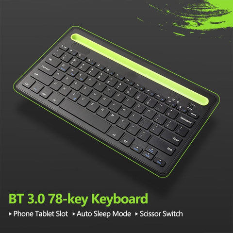 BT 3.0 Keyboard Wireless Rechargeable 78-key Keyboard with Phone Tablet Slot Scissor Switch Auto Sleep Mode