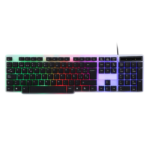 USB Wired Spanish Keyboard Mouse Combo 105 Keys Backlight Keyboard Ergonomic Mouse Kit with Suspended Keycaps Plug and Play